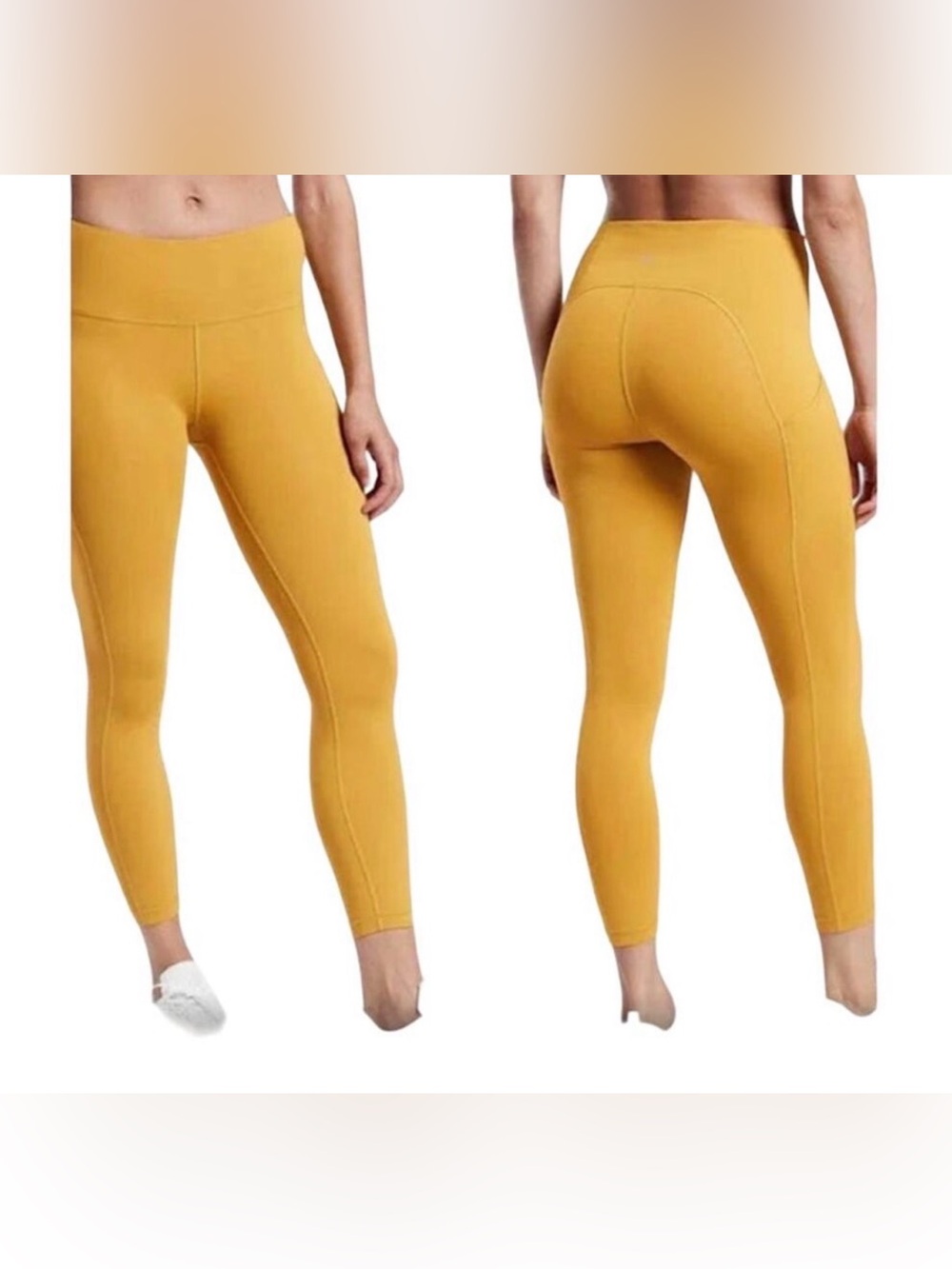 Athleta Ultimate Stash Pocket 7/8 Tight leggings mustard yellow ⭐️ Size Large